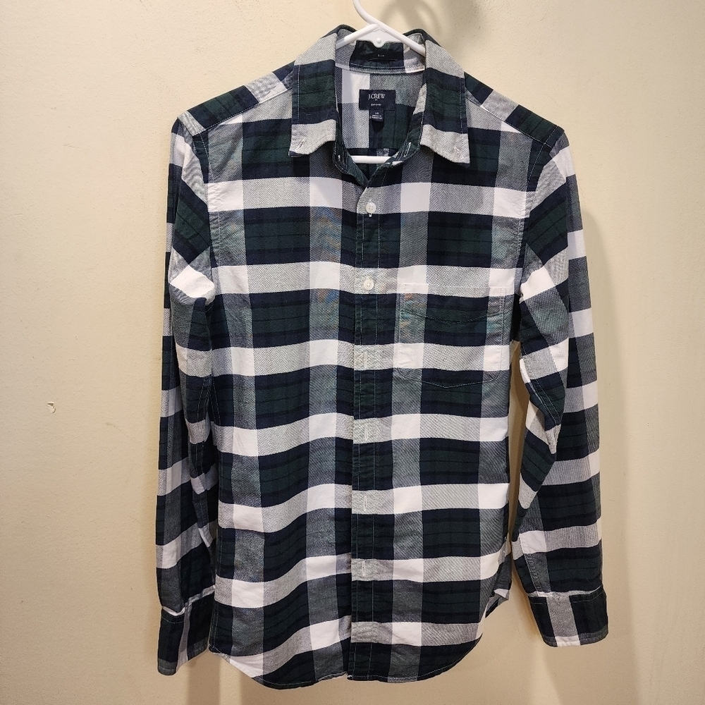 J. Crew Oxford Slim Fit Plaid Long Sleeves shirt size XS